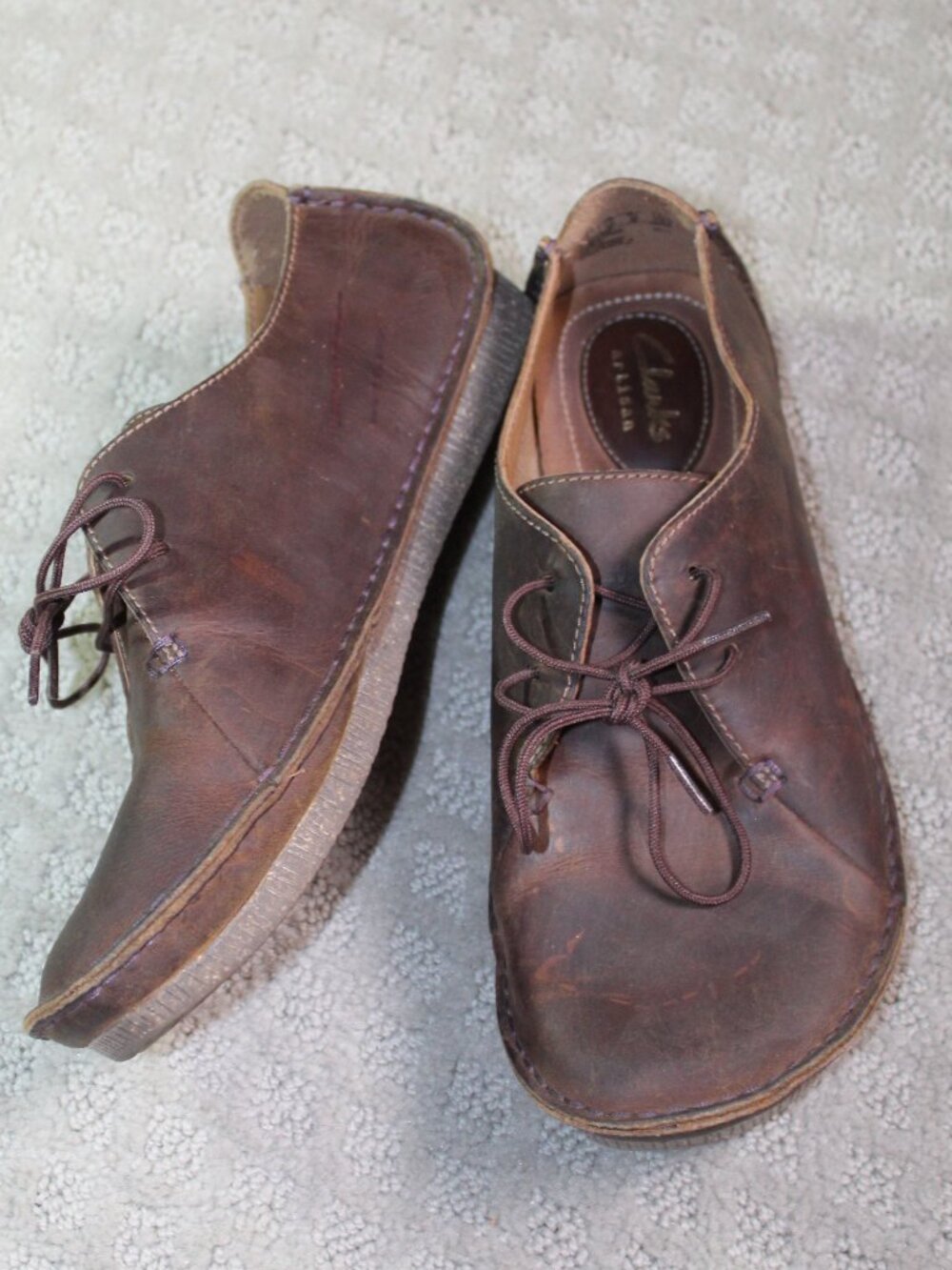 Clarks Artisian Janey Mae Size 7.5 Brown Leather Low Top Lace Up Shoes